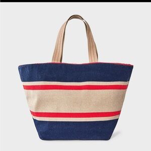 Striped Reversible Canvas
Tote Handbag - Universal Thread™ Navy Blue/Red NWT